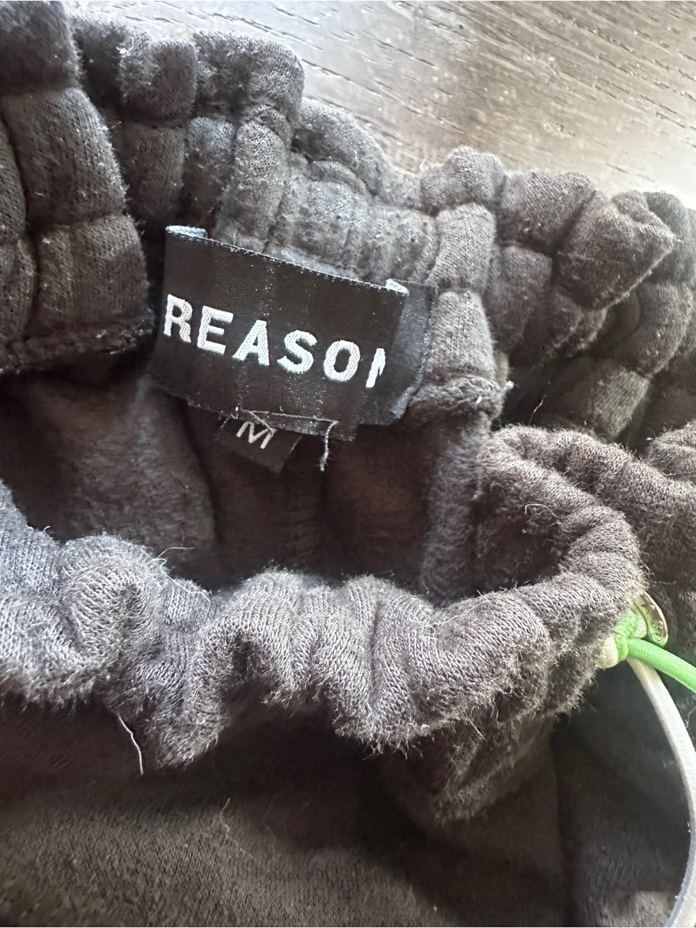 Reason Black Cargo Jogger Pants with Green Drawstrings - Picture 3 of 4
